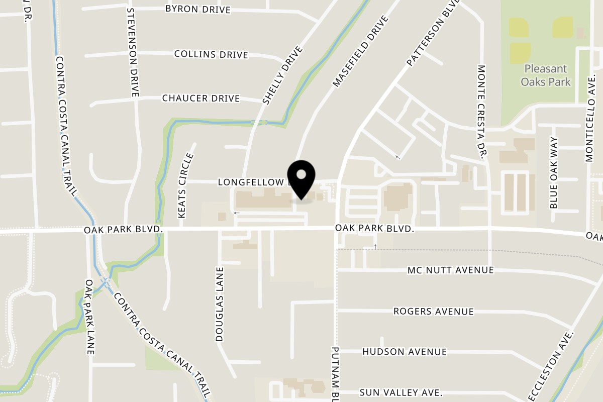 Map showing the location of KOHINOOR Indian Cuisine Pleasant Hill on 1910 Oak Park Blvd in Pleasant Hill